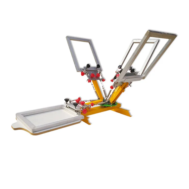 Desktop 4 color 1 station t-shirts manual screen printing machine with micro registration