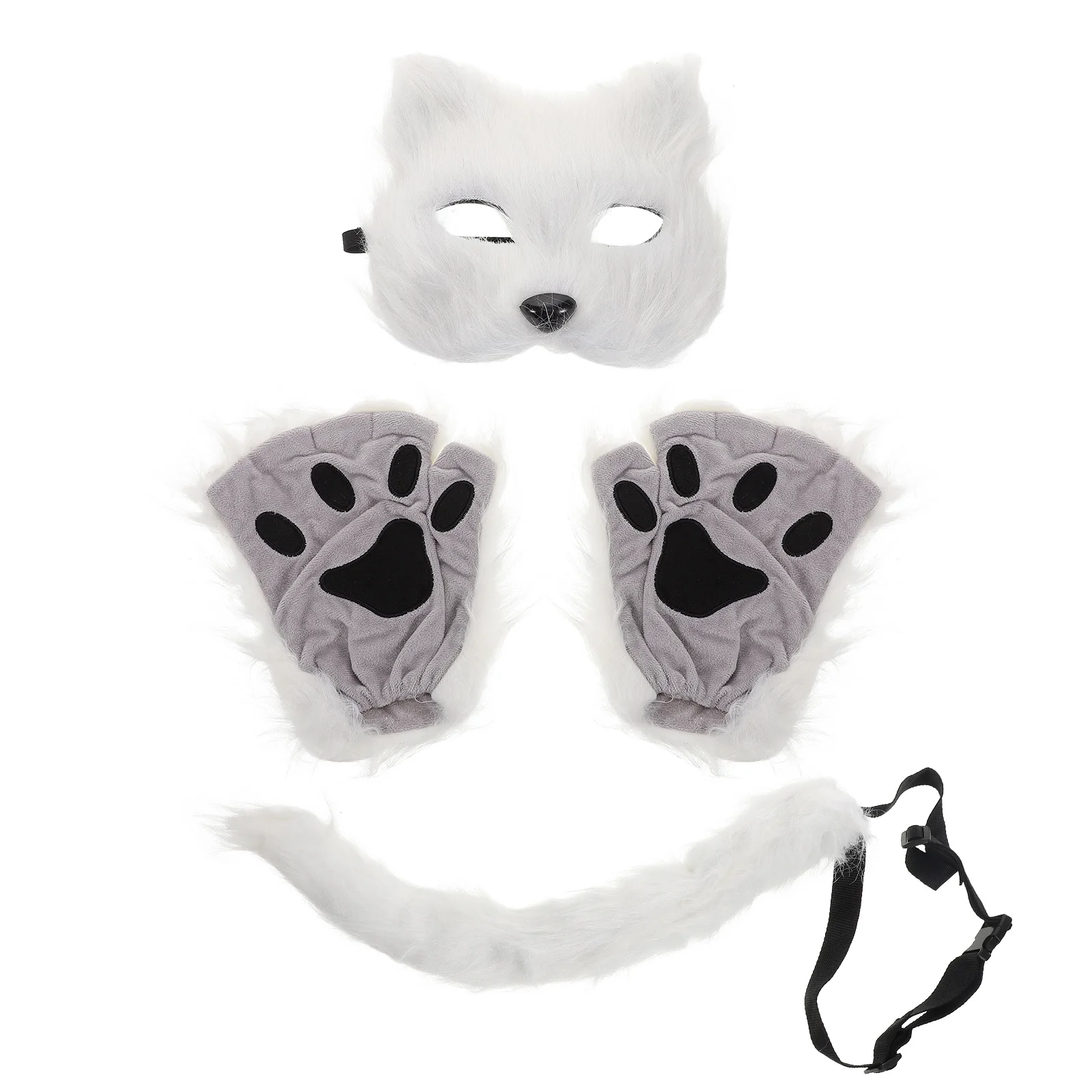 

Carnival Mask Gloves Cat and Tail Festival Cosplay Furry Costume Fox Paws Animal Masks for Adults Party
