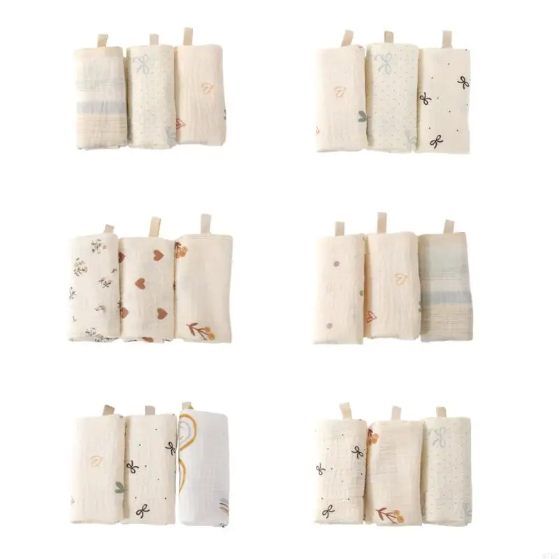 

97BC 3pcs Cotton Newborns Face Towel Super Soft Baby Bath Washcloths Multipurpose