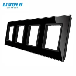 Livolo Luxury Black Pearl Crystal Glass, 294mm*80mm, EU standard, Quadruple Glass Panel For DIY Wall Switch&Socket VL-C7-4SR-12