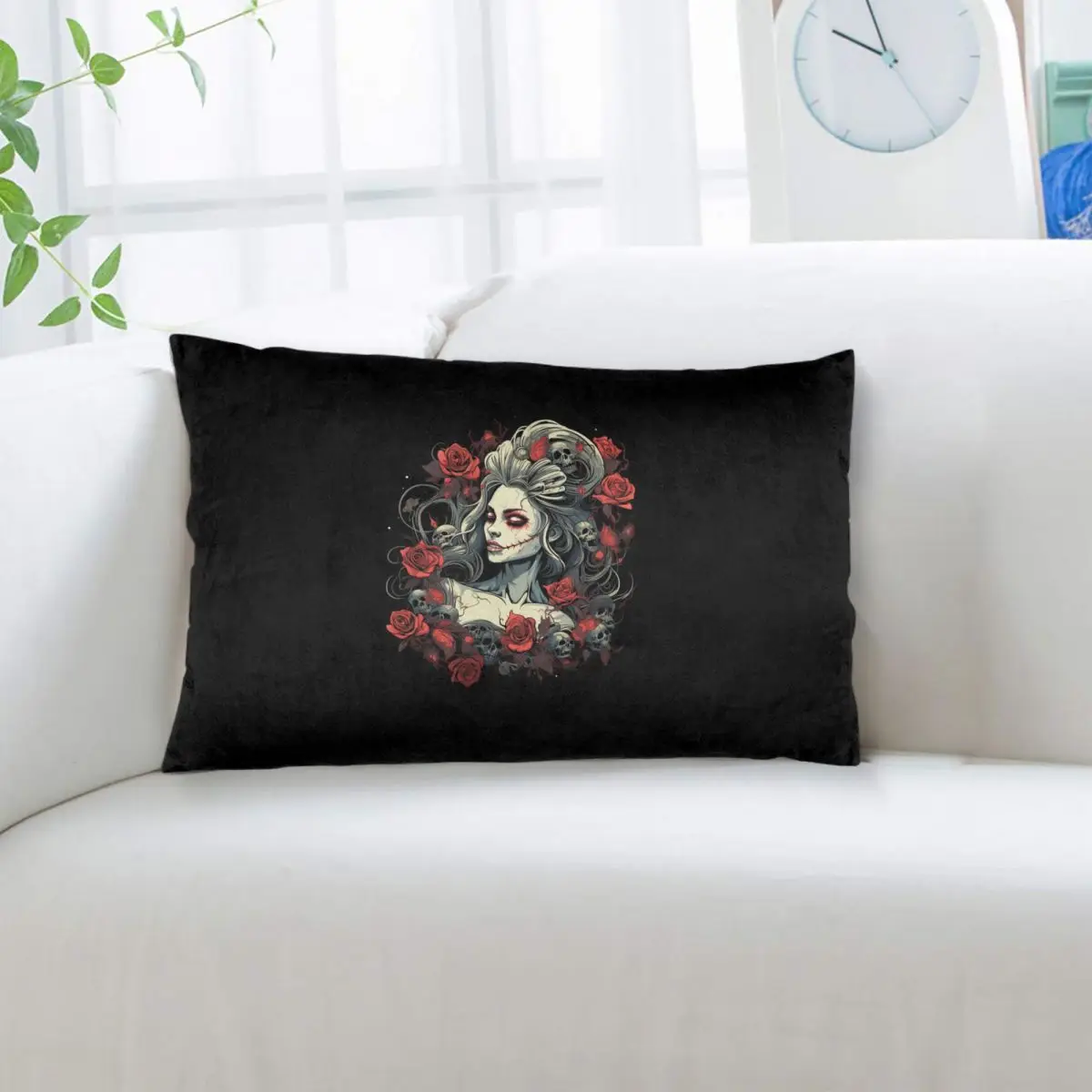 Alexander Gothic Las Elegantes Girls Day Of Dead Skull Rectangle Pillowcase Cushion Cover Decor Bedroom Bed Home Throw Pillow