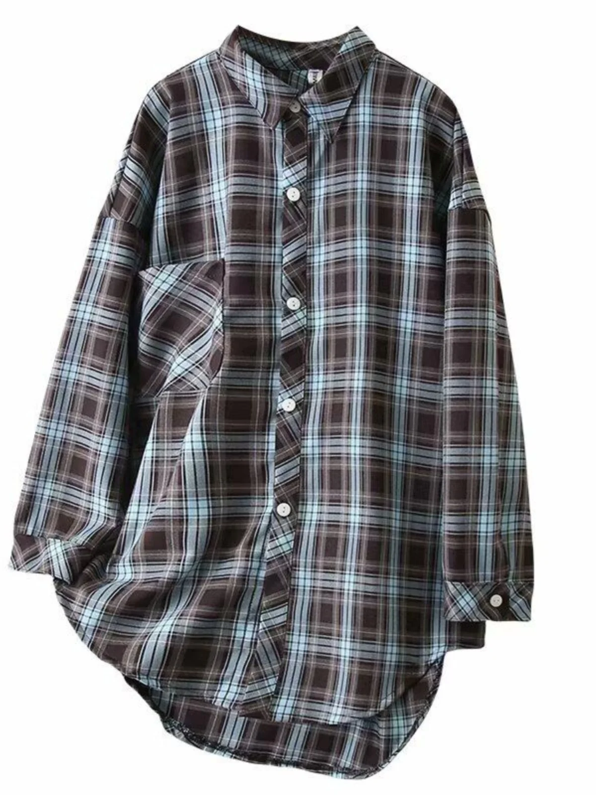 Loose Women's Plaid Shirt Fashionable Lazy Style Spring Autumn New Arrival Casual Hong Kong Style Coat Female Polyester Fiber