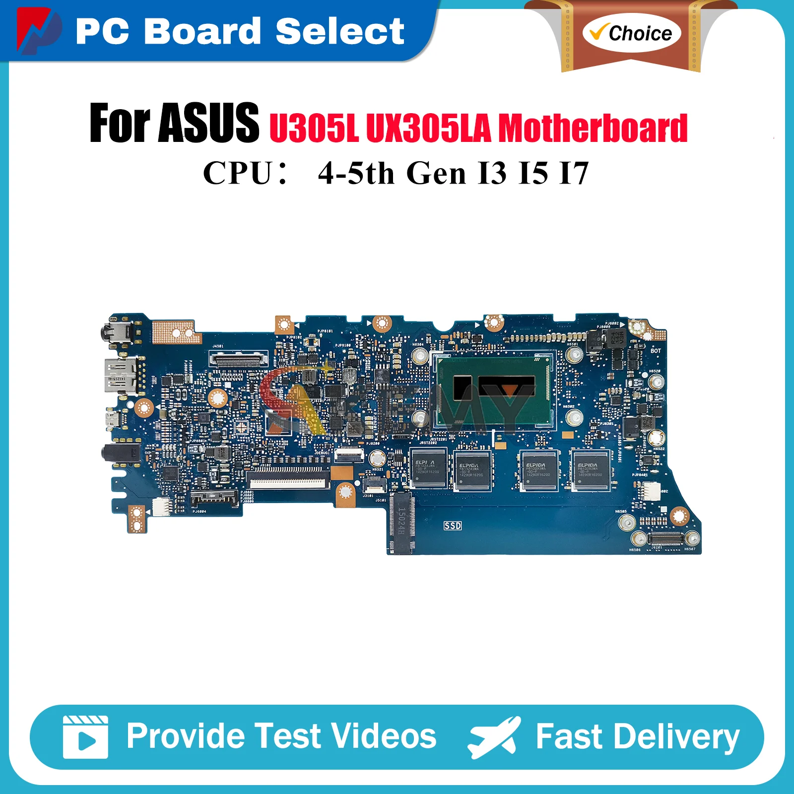 

UX305LA Laptop Motherboard For ASUS ZenBook UX305LA UX305L U305L Notebook Mainboard With I3 I5 I7 CPU 100% tests OK fast ship