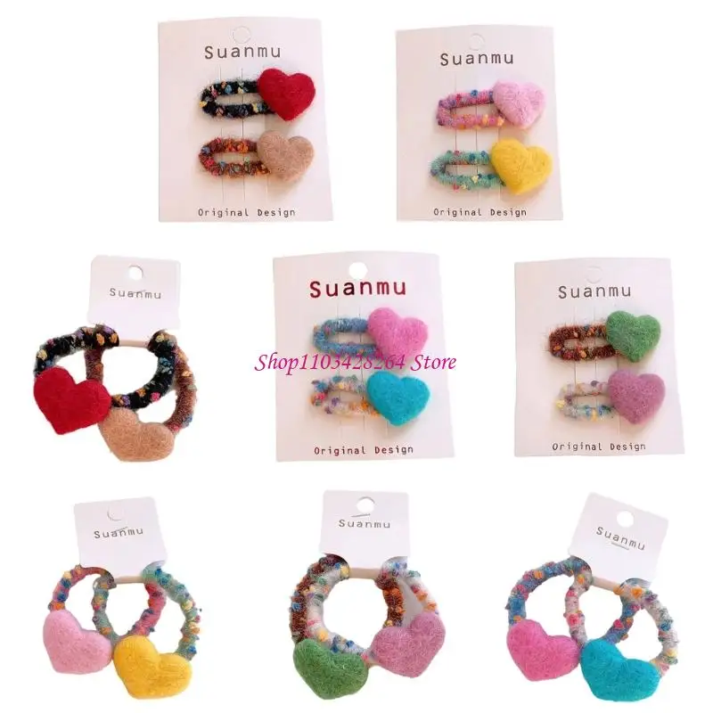 Felt Hair Clips For Newborns Heart Design Colorful Soft Lightweight Hair Tie For Travel Play Hair Accessory