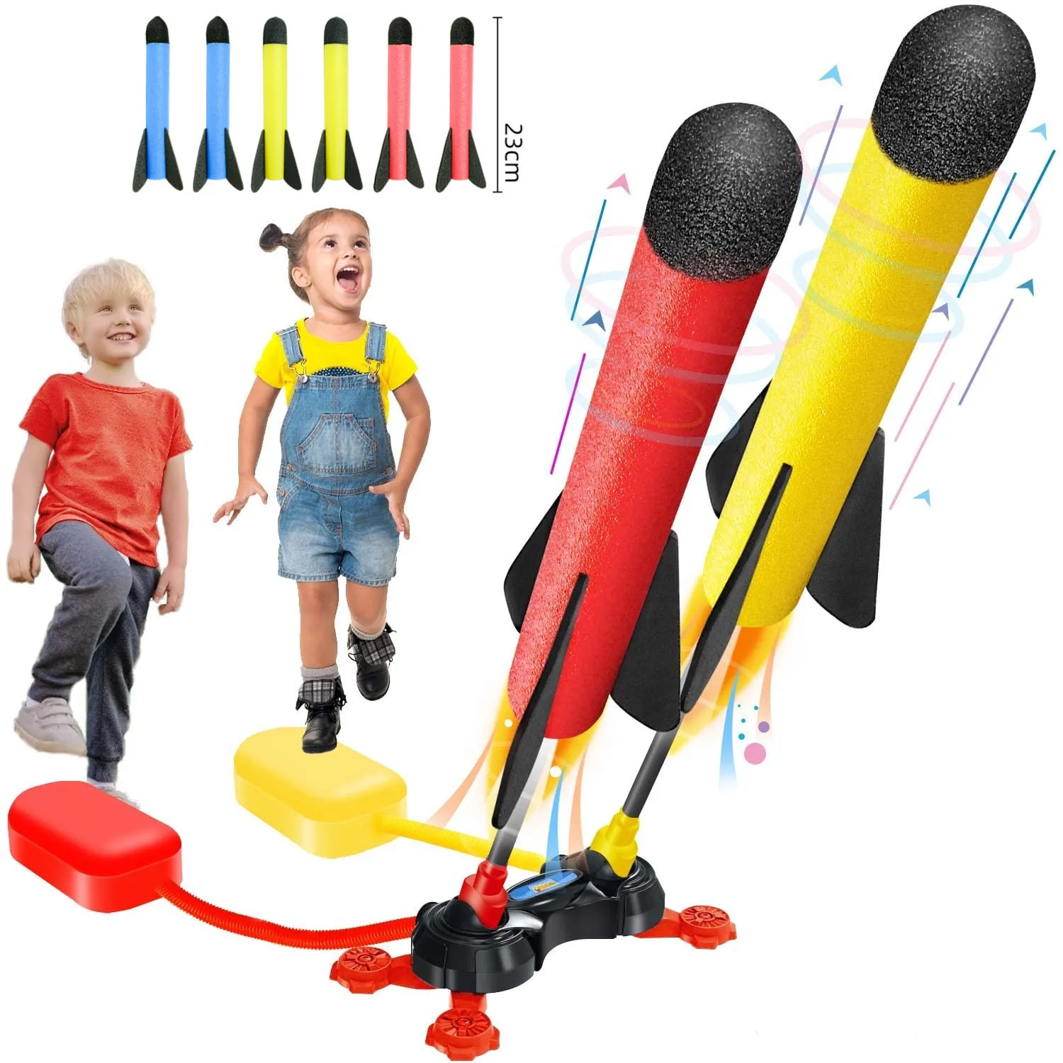 Lanceur De Fusée HOSSOM – Kit Fusée En Mousse Avec 3 Missiles, Jeu Extérieur Actif Pour Enfants 4-9 Ans, Cadeau Anniversaire Garçon Fille