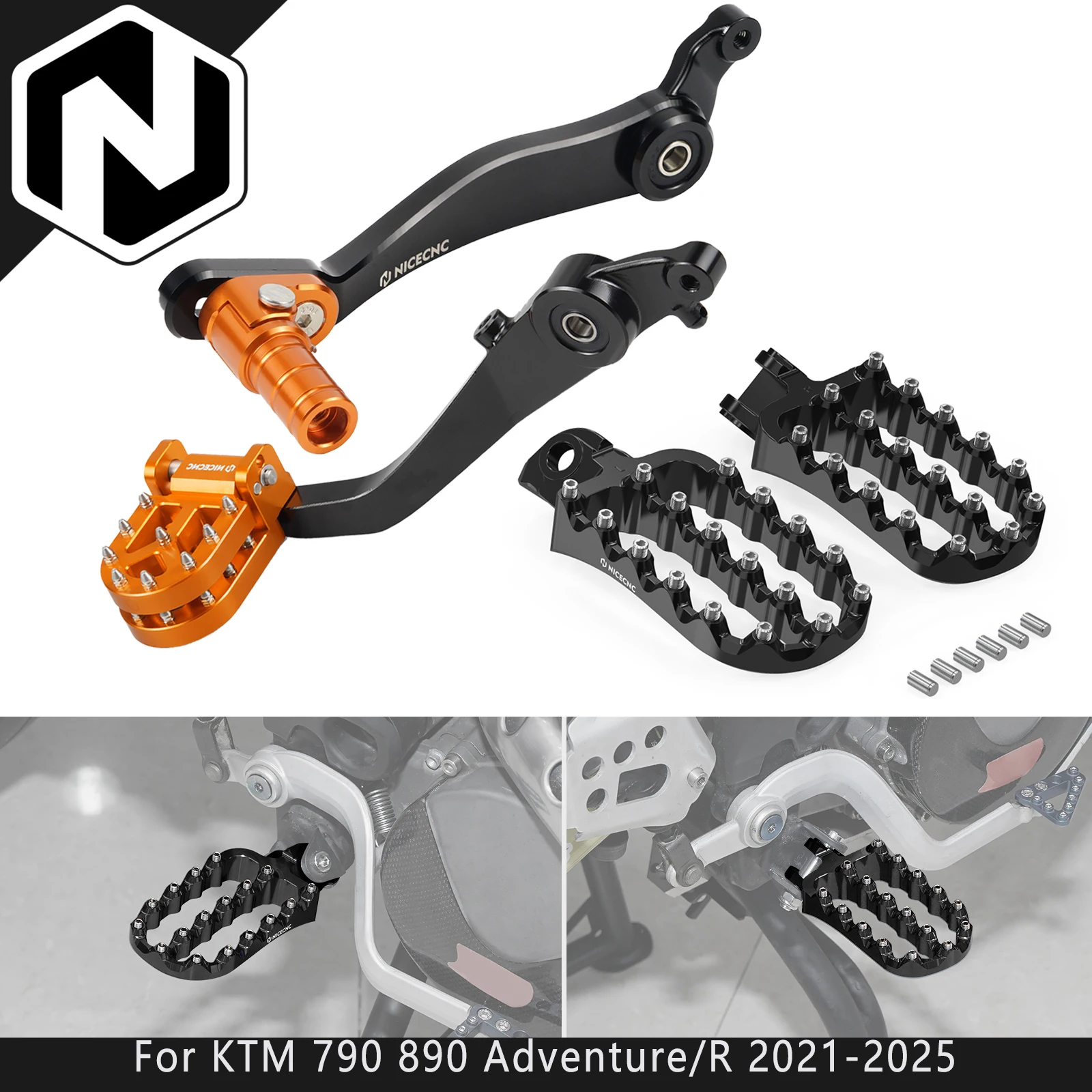 For KTM 790 890 Adventure /R 2021-2025 NICECNC Adjustable Rear Brake Pedal Assly Gear Shift Lever Footpegs For Husqvarna 901