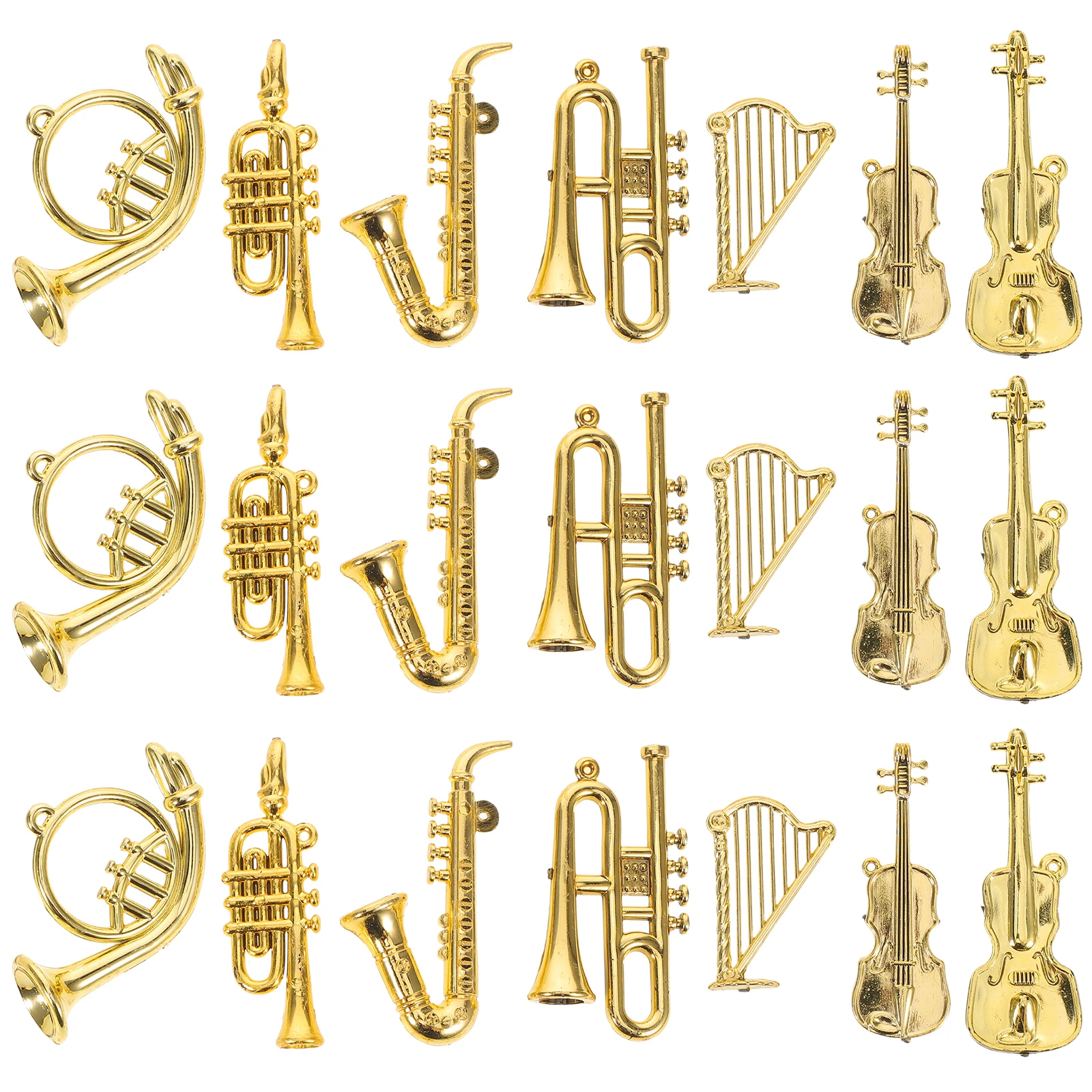 35 Pcs Miniature Musical Instrument Decoration Flute Model Dollhouse Instruments Violin Plastic Figurines