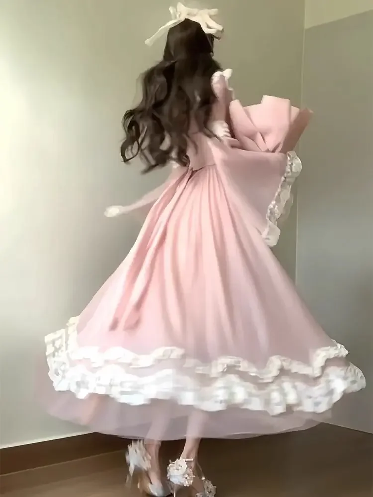 French dress 2024 new women's spring and autumn haute couture temperament heavy industry lace fishbone skirt waist length long view 3