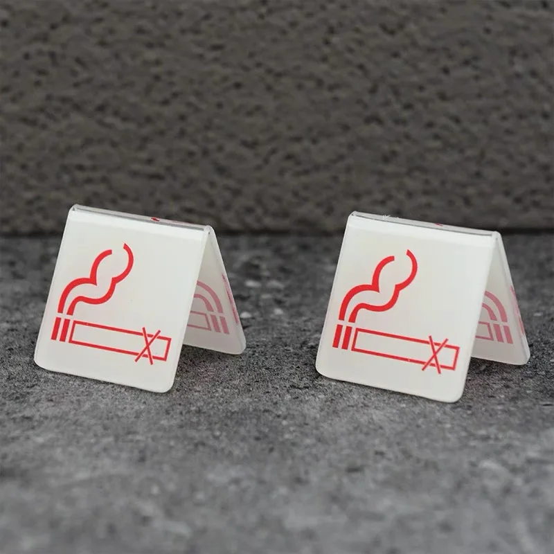 5PCS Not Smoke Acrylic Table Sign Creative No Smoking Signs Table Sign No Smoking Plaques Warm Reminder Board Warning Sign