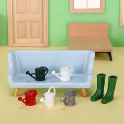 1Set 1:12 Scale Dollhouse Accessories Miniature Tools Wood Hoe Shovel Watering Pot Doll Farming Kits Micro Landscape Scene Model