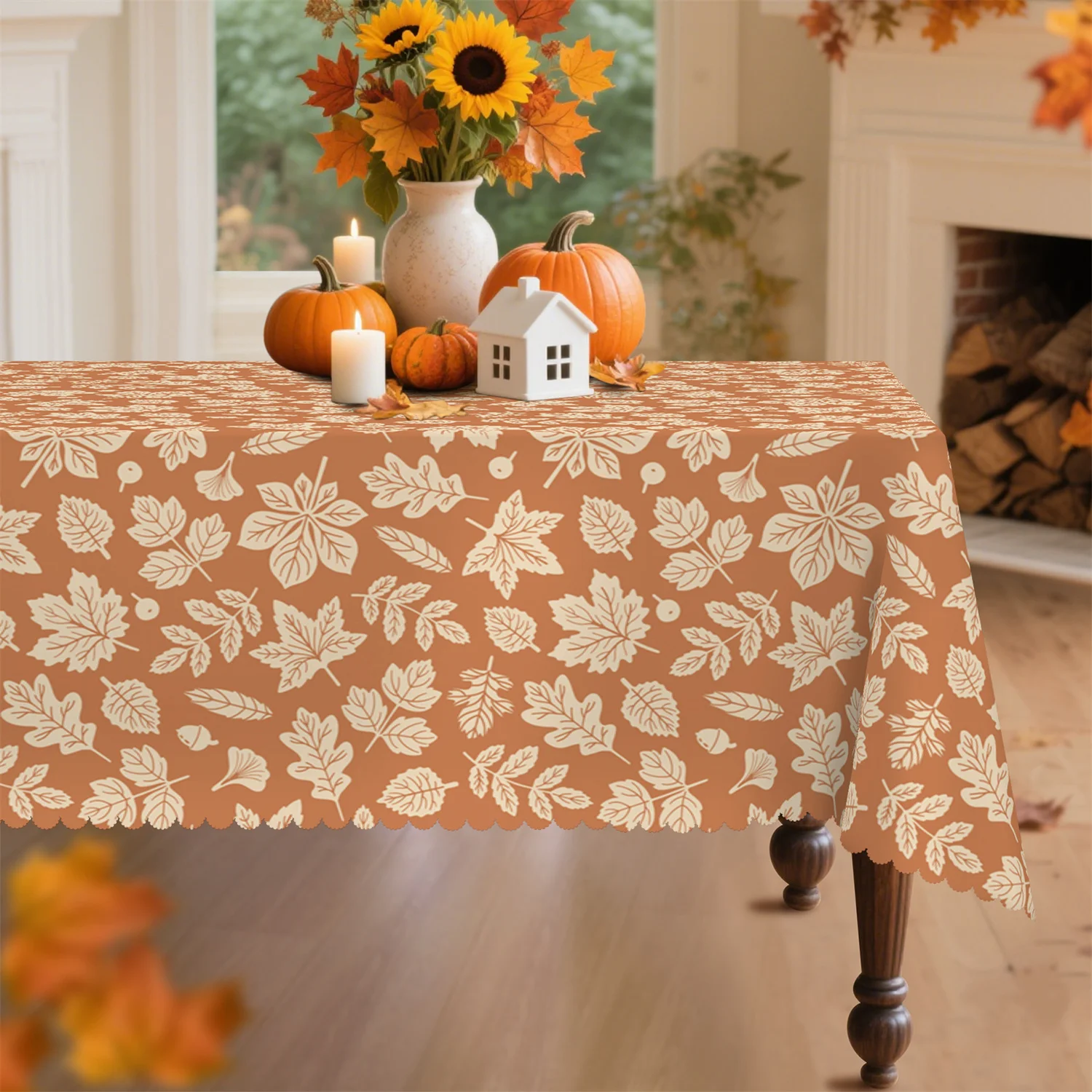 Maple Leaf Berry Tablecloth - Suitable for rectangular and round tables, washable.