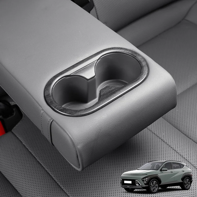 

For Hyundai Kona II SX2 2024 2025 Car Rear cup holder trim decorative protection Anti scratch proof Frame Sticker Interior