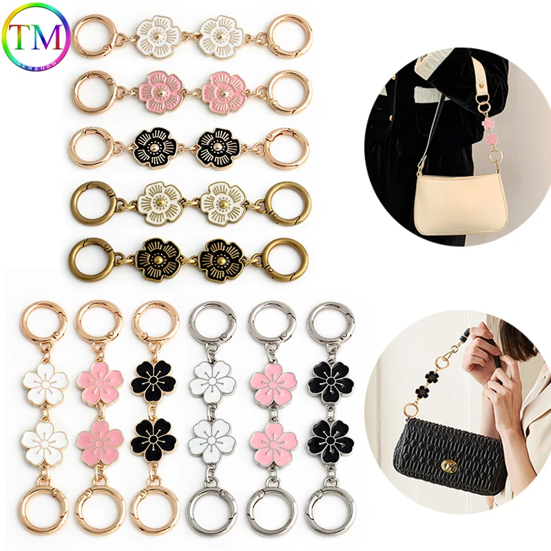 

Enamel Flower Shape Purse Extender Chain Extension Chains Bag Strap Extender Replacement Charms for Cross Body Bag Handbags