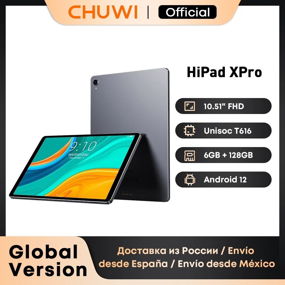 CHUWI HiPad XPro 10.51 Inch 1920*1200 FHD Screen Android12 Tablet Unisoc T616 Octa Core Mali G57 GPU 6GB RAM 128GB ROM Tablet PC