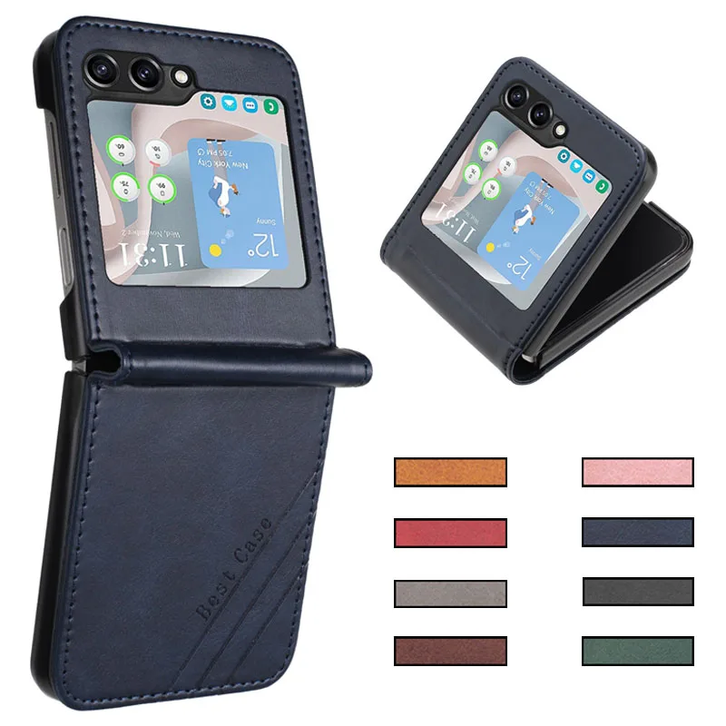 For Samsung Galaxy Z Flip 5 Case Leather Flip Case For Funda Samsung Z Flip5 ZFlip 4 ZFlip3 SM-F731B SM-F721B F711B Phone Cover