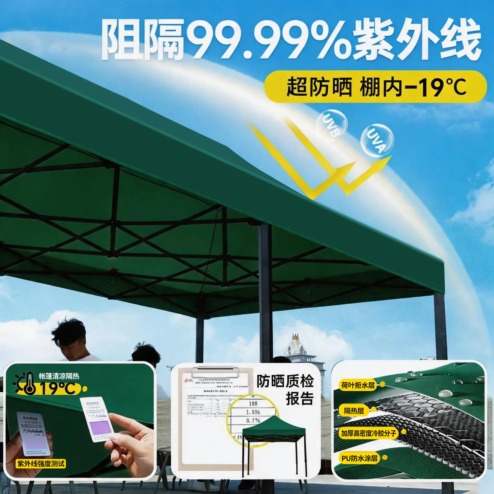Night market food stall folding wind-resistant tent outdoor four corners rainproof awning custom advertising exhibition tent man