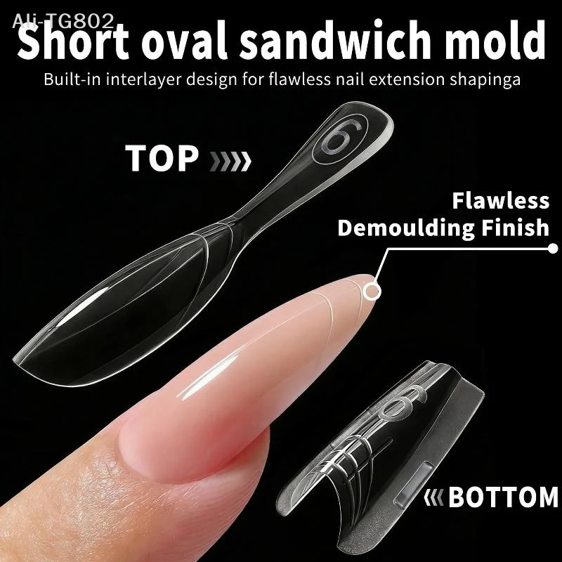 Neosfg 240Pcs Dual Form Oval Clear 3D Layered French Nail 15 Sizes Upgrade Creative Space Layering System One Step Space French