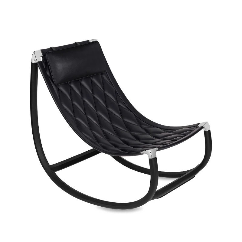 

Ash wood leisure chair simple modern leather sofa chair villa high-end solid wood lazy rocking chair