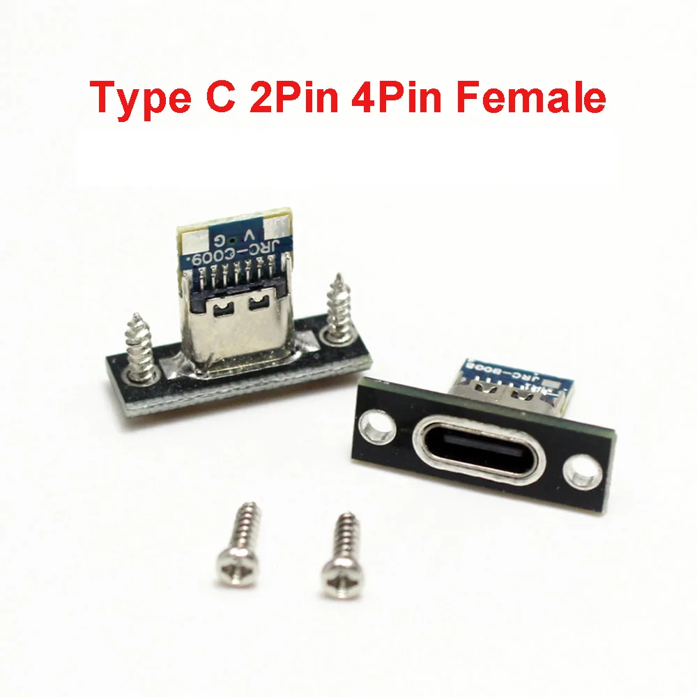 USB Jack Type-C 2Pin 2P 4P Waterproof Strip Line Of Solder Joint Female Connector Jack Charging Port USB Type C Socket Connector