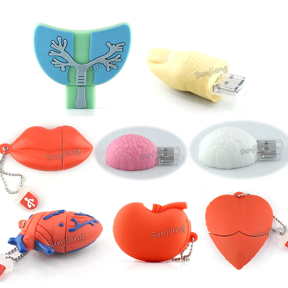 Pen Drive 4gb 8gb 16gb 32g Unidad Flash Usb 128gb 256gb 512g U Disk 64gb pulgar corazón cerebro amor pulmón Pendrive Memoria Usb Stick