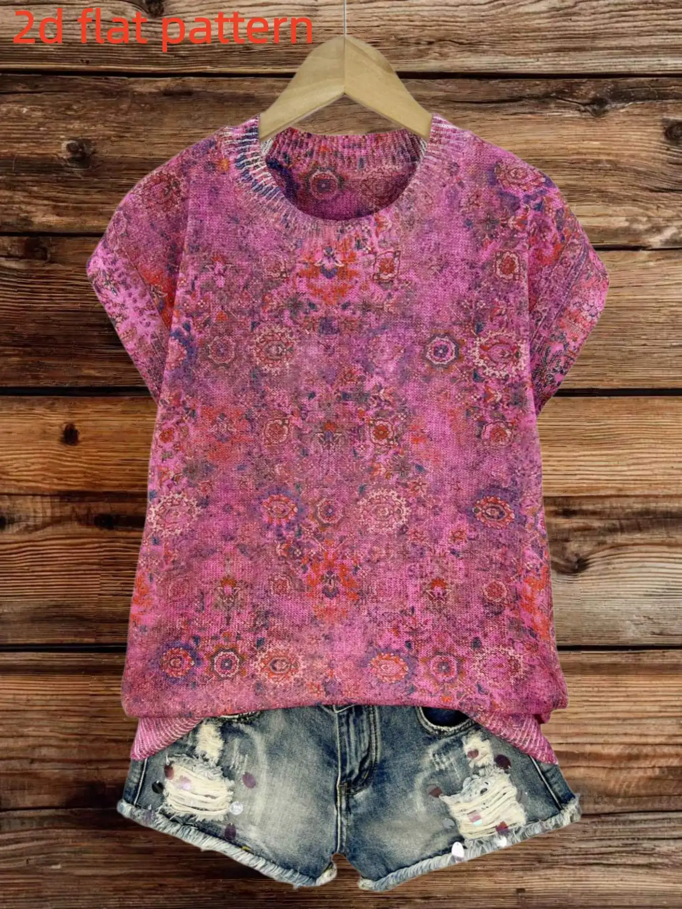 Diseño Estampado - Top de Mujer sin Mangas con Cuello Redondo, Estampado Digital Plano, Moda Primavera/Verano, Ropa de Mujer Moderna