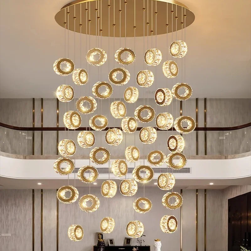 Modern Art Circle Simple Beautiful Creative Home Crystal Chandelier, Stair Chandelier, Living Room Chandelier, Indoor Lighting