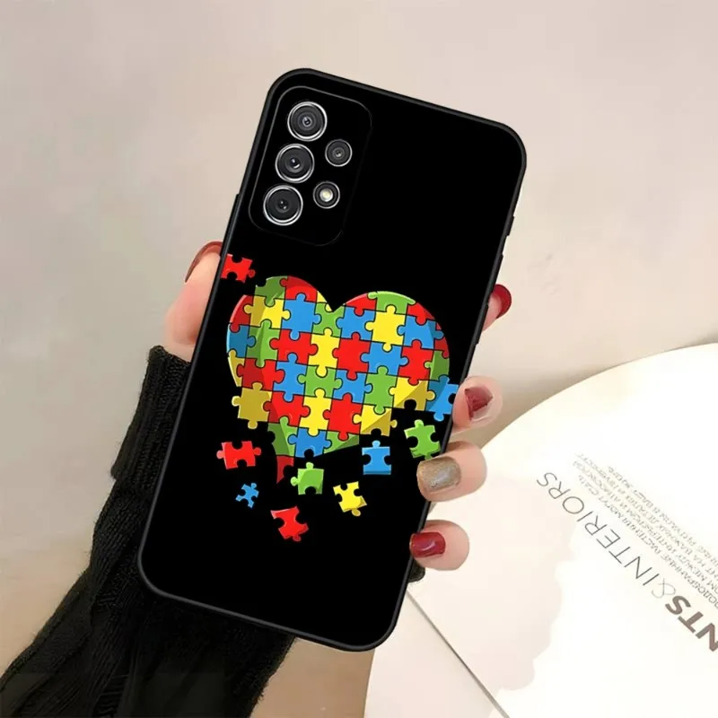 Autism Support Puzzle Phone Case For Samsung Galaxy A31 A33 A52 A13 A02 A72 A40 A20 A23 A54 A14 A34 Back Cover