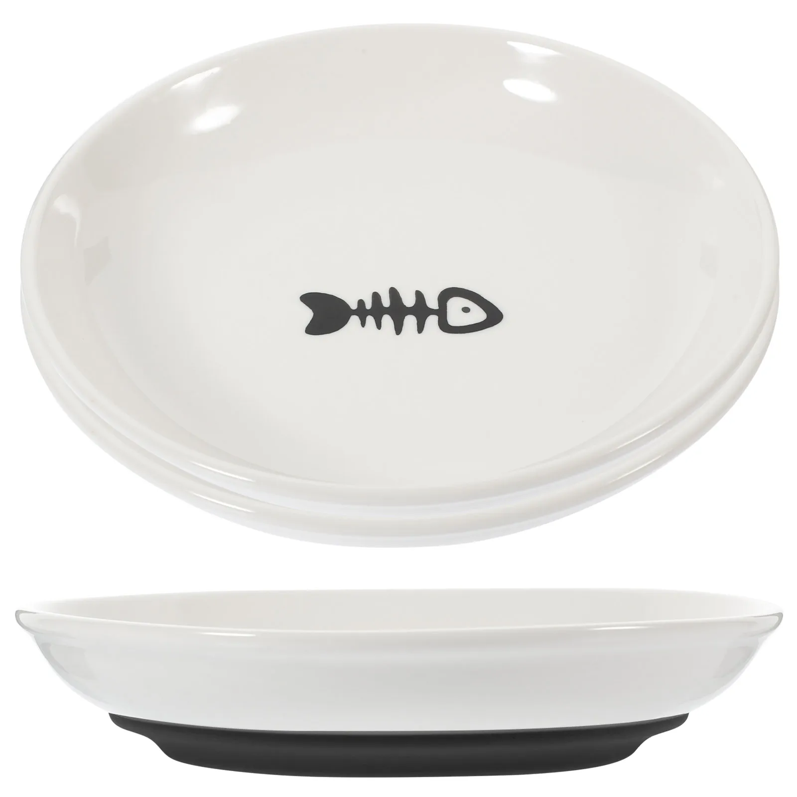 

3Pcs Cat Bowls Ceramic Shallow Wide Nonslip Bottom Feeding Dishes Small Cat Food Plates Pet Food Dish Flat Pet Bowls