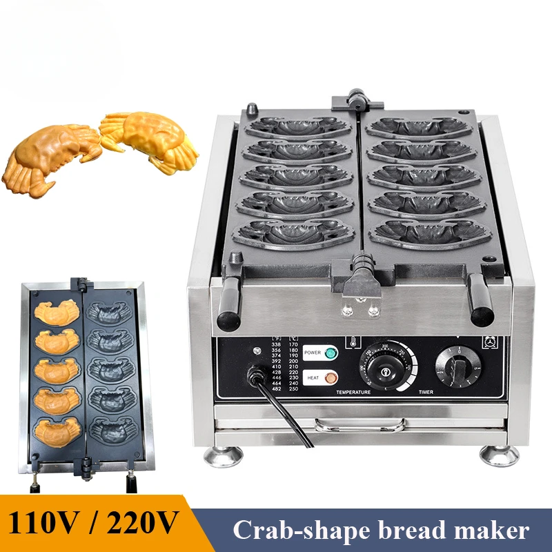 Commercial Cartoon Crab Waffle Maker Making Machine Non-stick Waffle Maker Crab Shape Taiyaki Machine