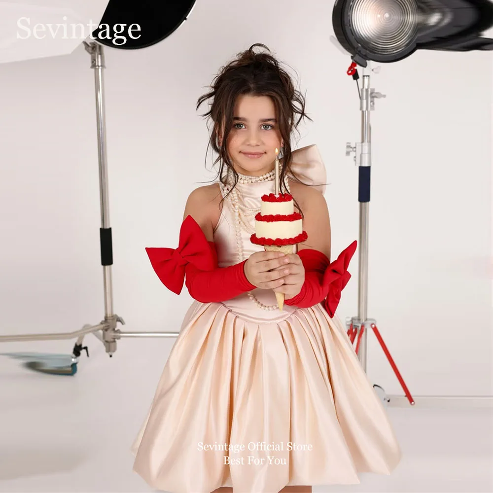 sevintage-luxury-pink-flower-girl-dresses-a-line-bow-sleeves-halter-birthday-dresses-for-girls-princess-dresses-kids-customize