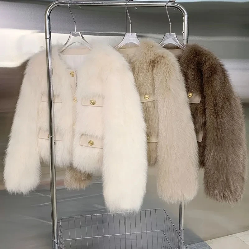 Women's Small fragrant style Fur Coat 2026 Autumn/Winter New Imitation Fox Fur Coats Fashion Korean Edition Thick Short Outwear