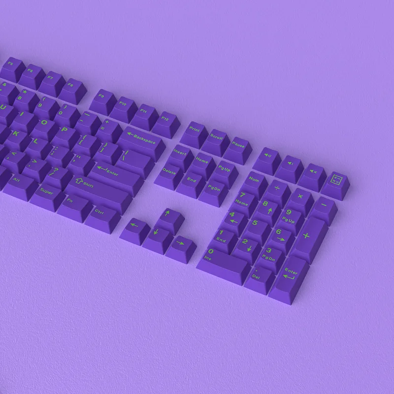 Purple keycaps made of PBT material with regular engraving, complete set of 126 keys, original factory height dual color