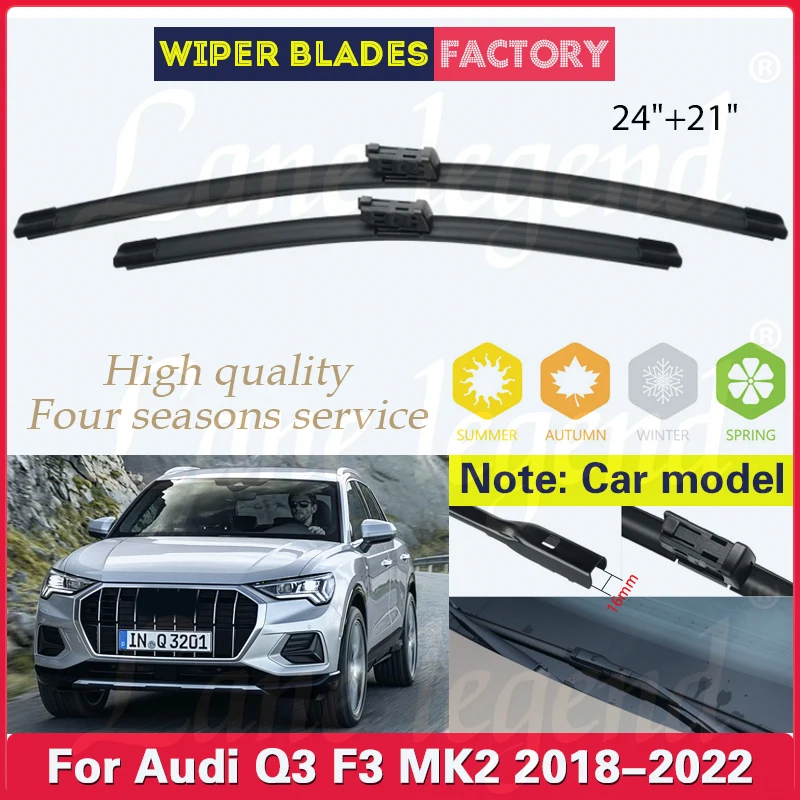 

For Audi Q3 F3 MK2 2018 - 2022 Wiper Front Wiper Blades Windshield Windscreen Clean Window Car Rain Brushes 2020 2021 24"+21"