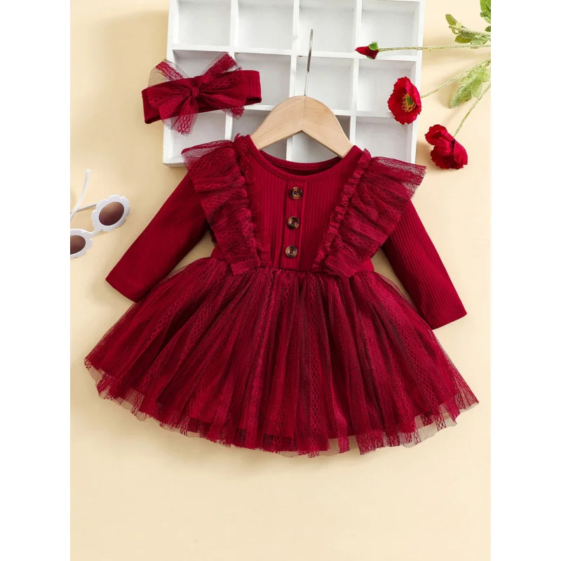 

Baby Girl Dress Spring and Autumn Style Children's Clothing Hot-Selling Baby Autumn Mesh Puffy Dress InfantinsInternet Celebrity