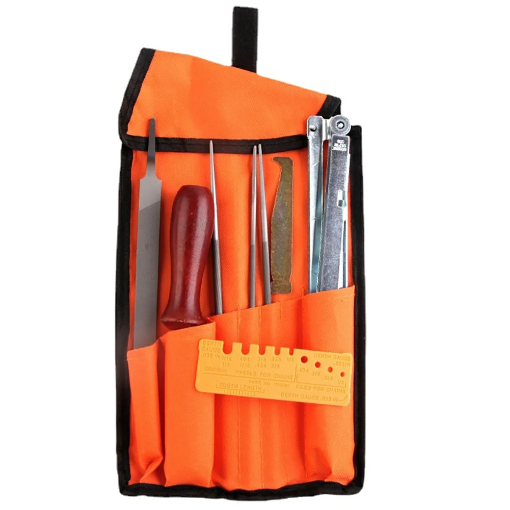 10pcs/Set Chainsaw Chain Sharpening Kit Tool Set Hardwood Handle Round/Flat File Guide Bar File Sharpener Tools