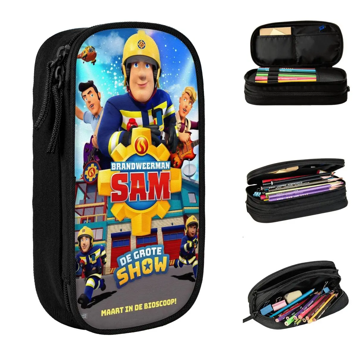 مقلمة رجل الإطفاء سام الجميلة للأطفال البريطانيين حقائب أقلام تلفزيونية للأطفال تخزين كبير للوازم المدرسية حقيبة أقلام رصاص لمستحضرات التجميل #1