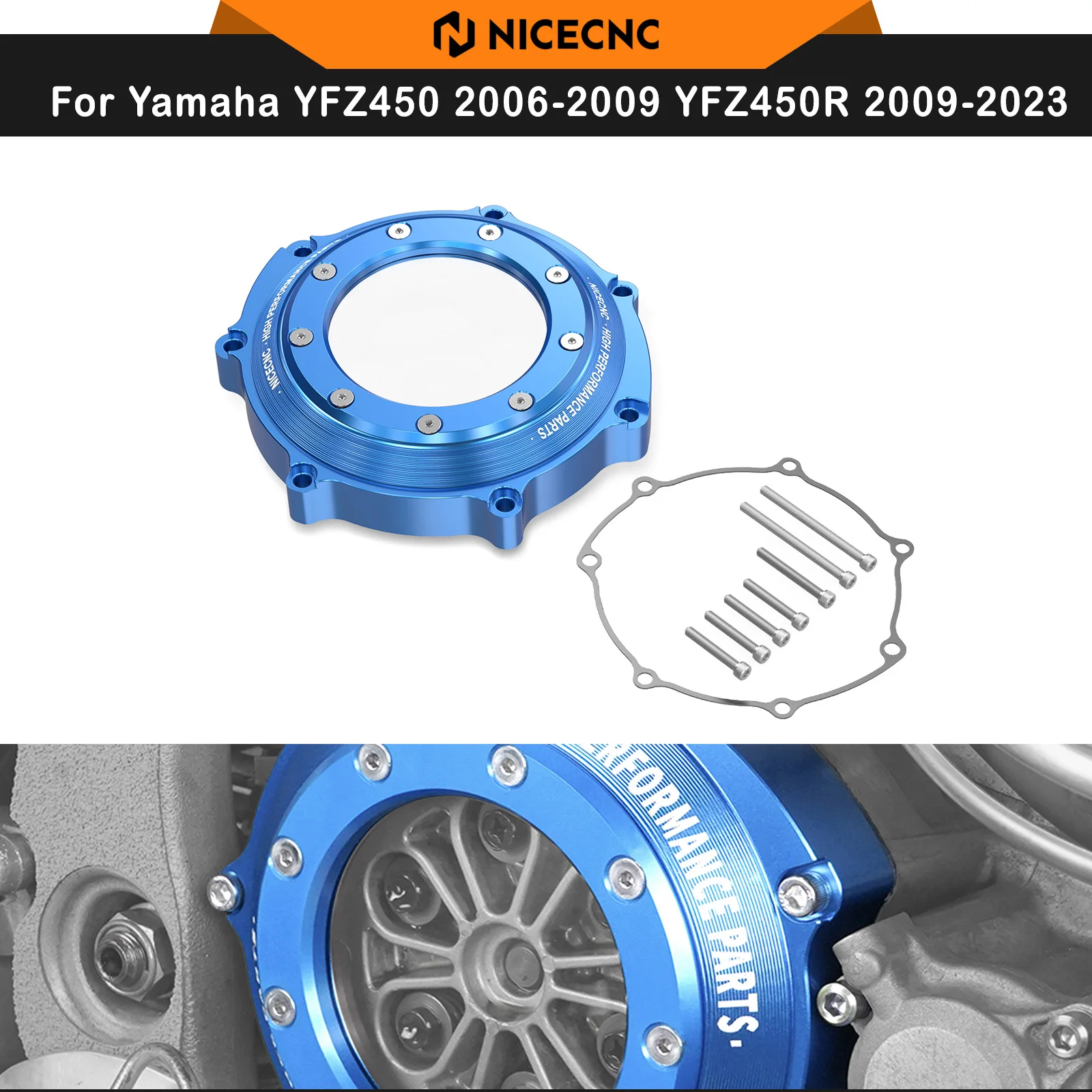 NICECNC For Yamaha YFZ450R 2009-2023 ATV Engine Clear Clutch Cover Cover Protector Guard For Yamaha YFZ450 2006-2009