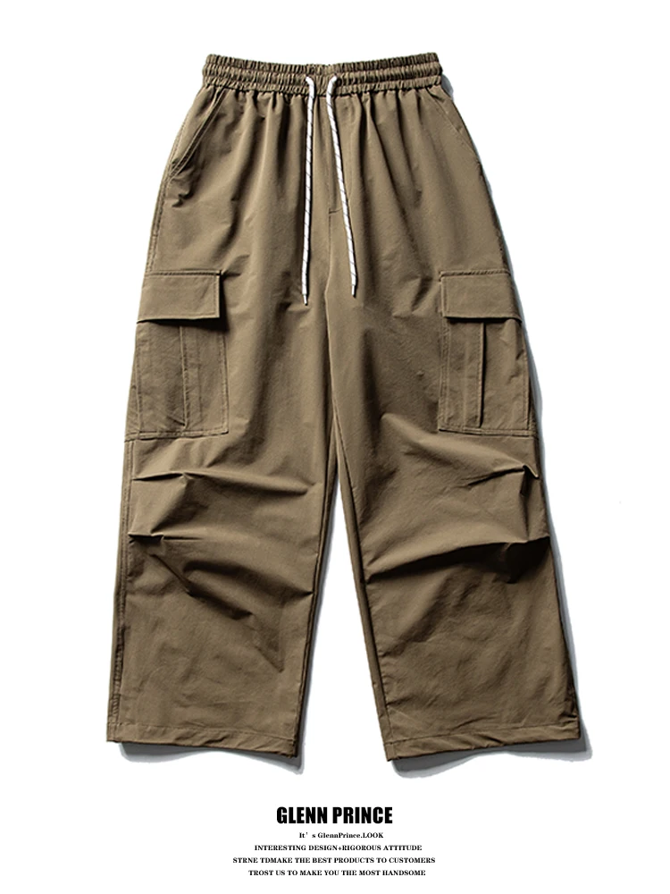 

Свободные повседневные мужские рабочие брюки для улицы GPstudio American Street ket Dstring плиссированные повседневные брюки с прямыми штанинами