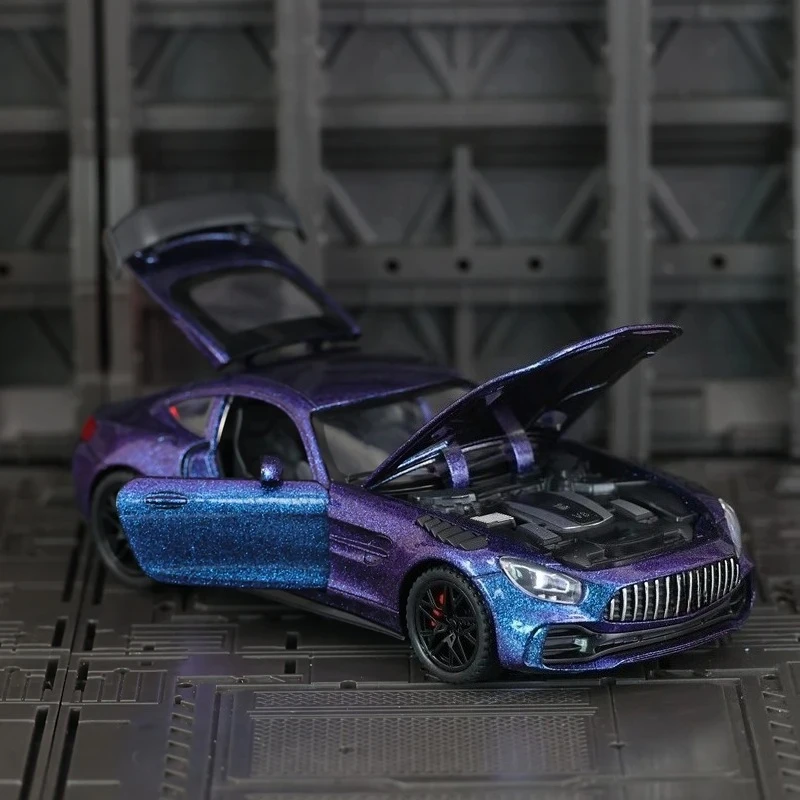 2025 nueva colección para modelo de supercoche de aleación Mercedes AMG GTR 1:32, puertas y capó de motor, maletero se puede abrir para juguetes para niños