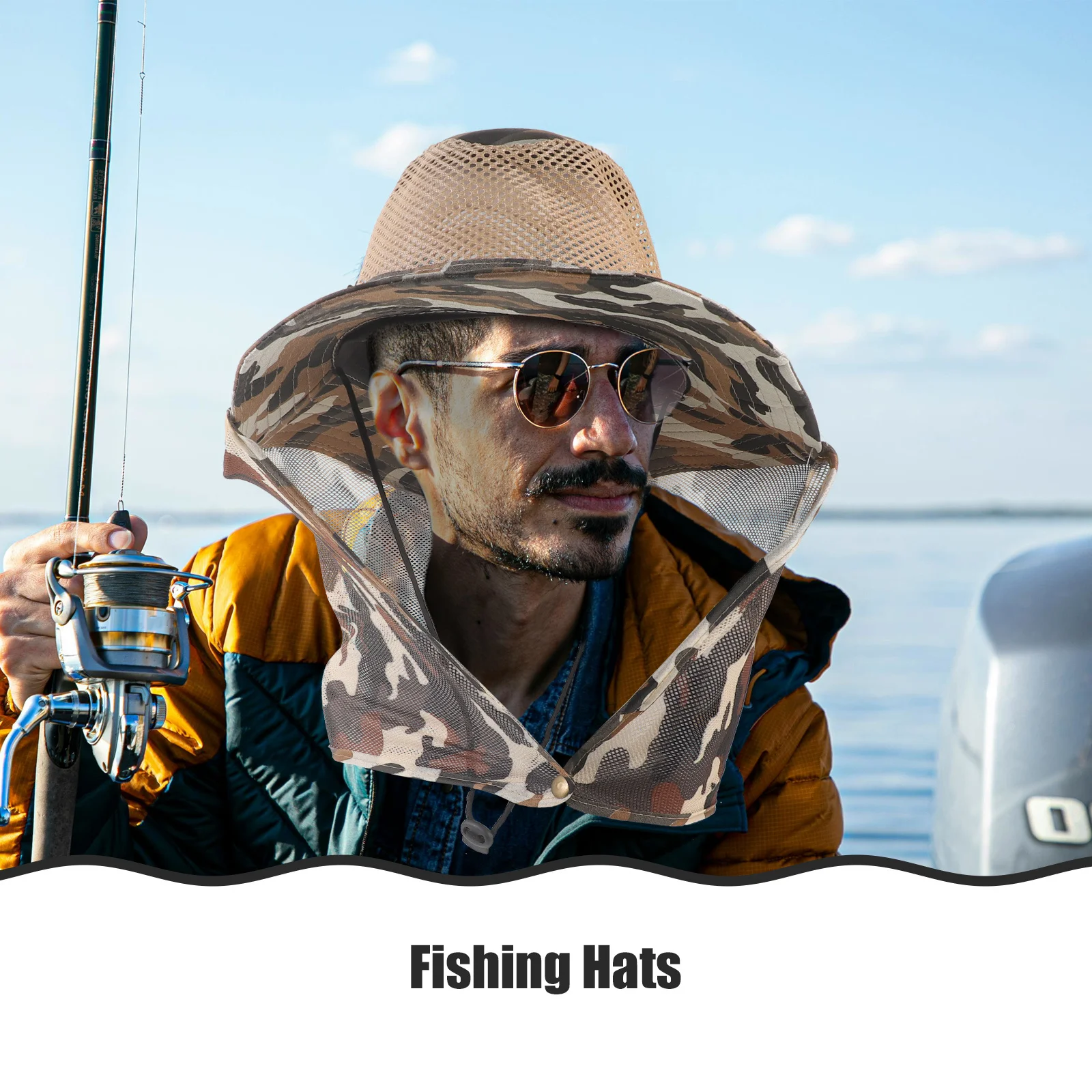 التمويه تنفس الرقبة شبكة حماية قبعة طويلة شبكة رفرف خفيفة الوزن سريعة الجافة مكافحة لدغة لصيد الأسماك في الهواء الطلق Boonie #6