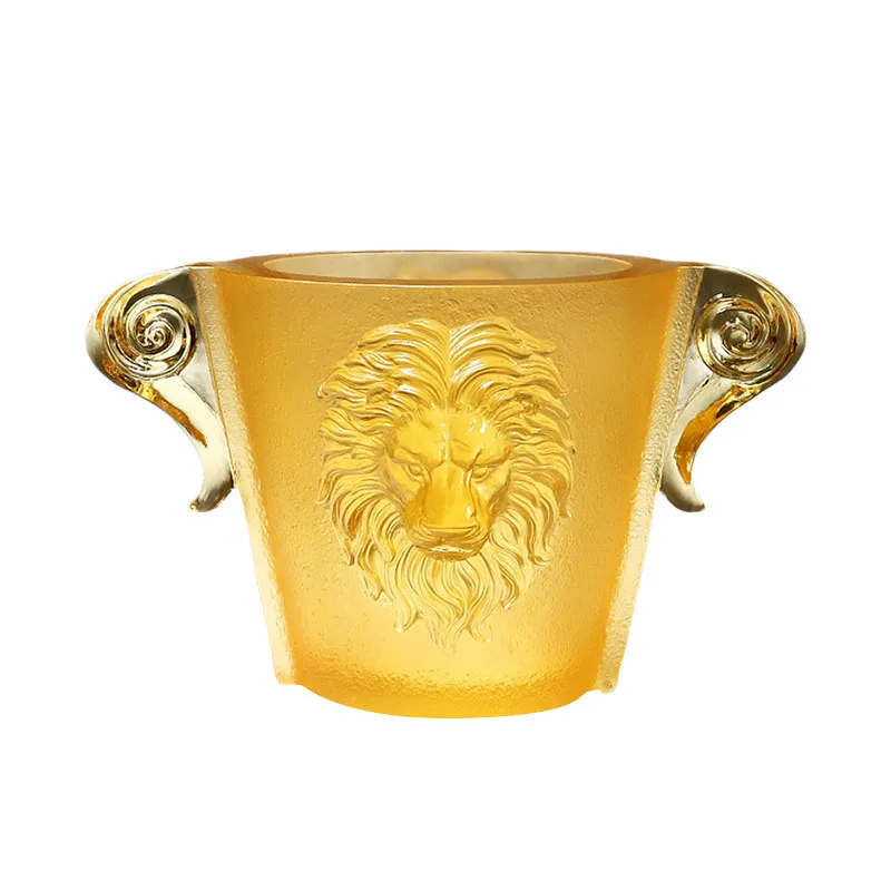 Light luxury glass lion vase living room creative flower arrangement ornament key storage to send friends housewarming birthday