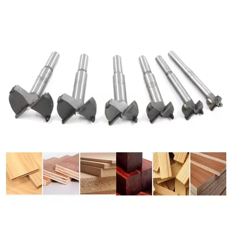 5PCS 15-100mm Wood Hole Saw Kit HSS Bi-Metal Arbor Drill Bit for Door Lock Cabinet Plywood Cutting with Pilot & Teeth Cleaner
