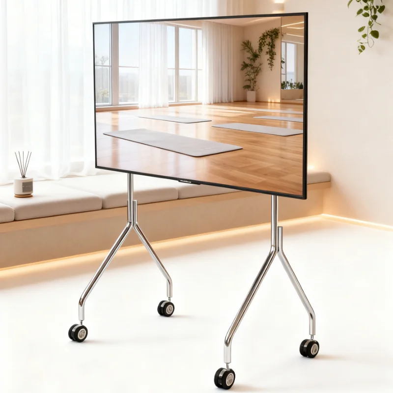 Nordic TV Racks Simple Space-Saving Stainless Steel TV Stand for 32-75 Inch TV Mobile Eco-Friendly Modern Living Room Essential