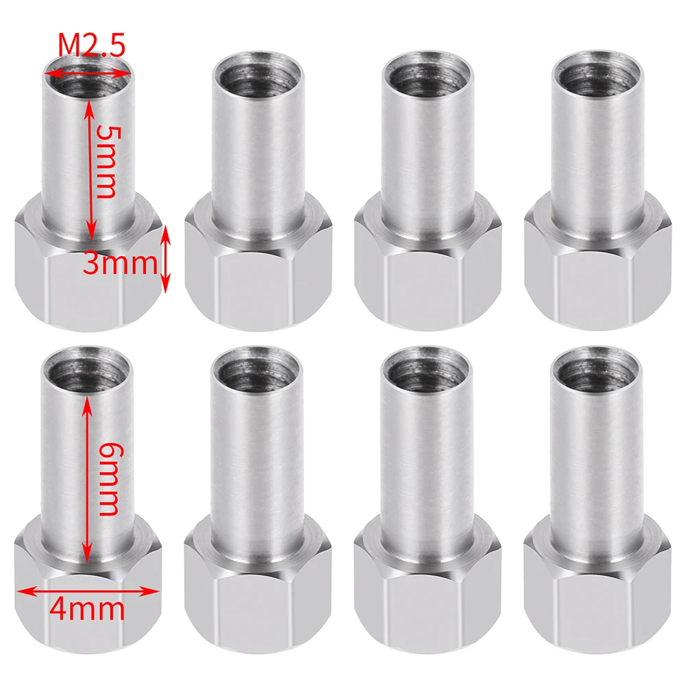 AXSPEED 4PCS Hex Wheel Nuts Extension Adapter M2.5 2/3/4/5/6mm for 1/18 RC Crawler TRX4M Upgrade Parts