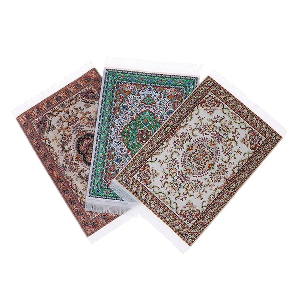 Turkish Style Mini House Decor Floor Coverings Miniature Weaving Rug Dollhouse Carpet  Doll Accessories Floral Pattern Mat