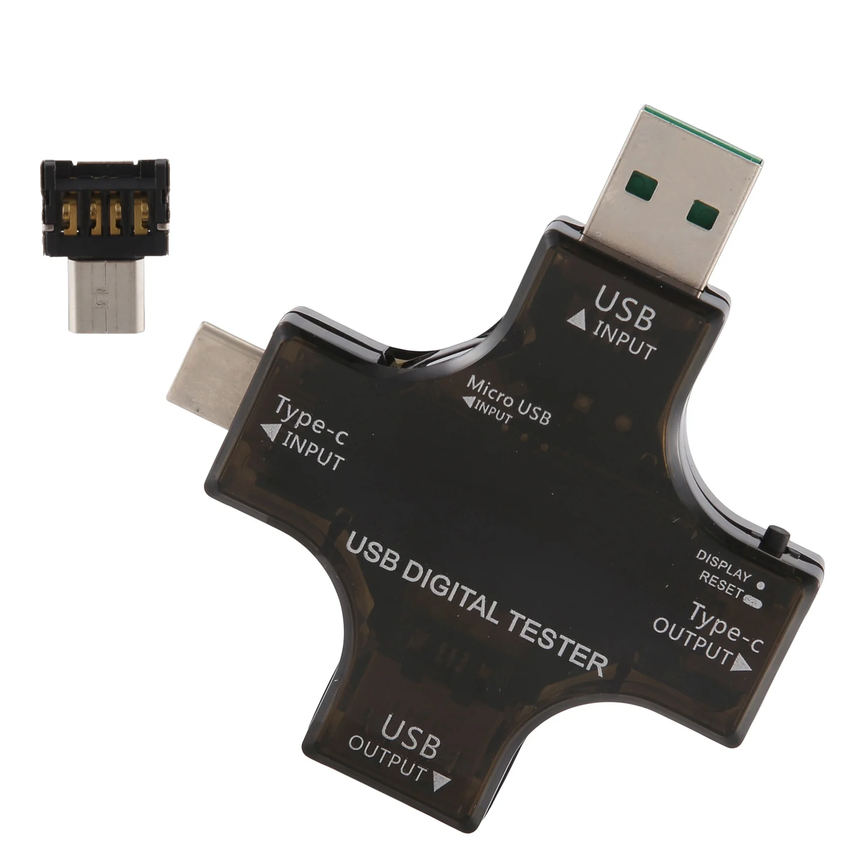 2 in 1 ประเภท C USB เครื่องทดสอบหน้าจอสี LCD มัลติมิเตอร์แบบดิจิตอล, USB C แรงดันไฟฟ้าโวลต์มิเตอร์แอมป์เครื่องตรวจจับโวลต์มิเตอร์