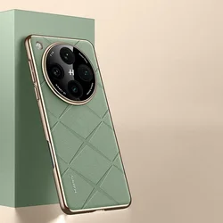 Luxury Plating Leather All in1 PU Case for OPPO Find X7 X7 Ultra X8 X8Pro Lattice Pattern Lens Camera Shockproof Protect Cover