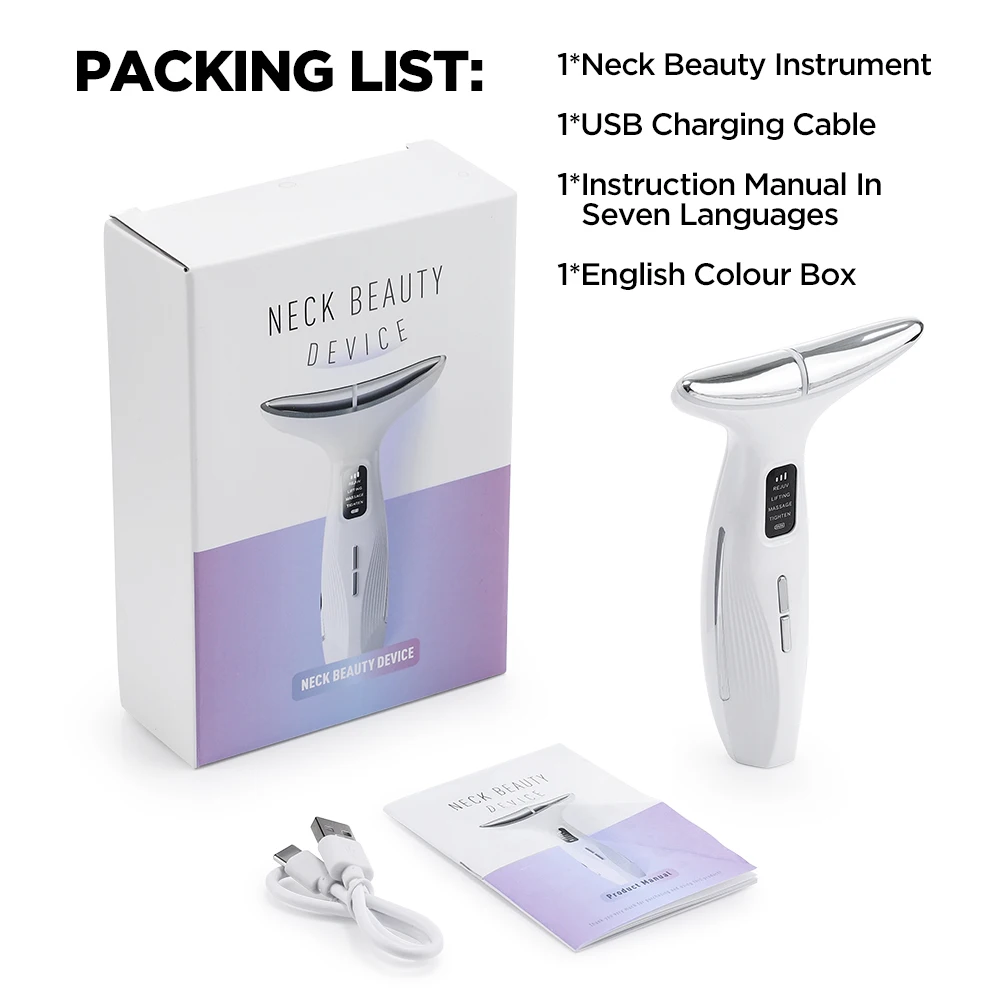 Masajeador Facial antiarrugas de 3 modos, dispositivo de belleza para el cuello y la cara, terapia de luz de combinación Triple, dispositivo de elevación Facial para apretar la piel