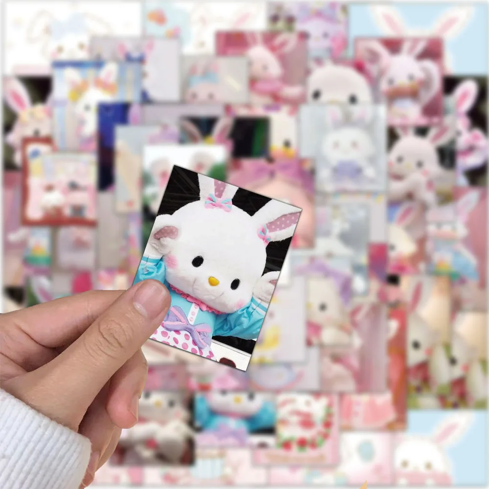 50 قطعة صورة كرتونية على شكل أرنب وردي لطيف مجموعة كبيرة من ملصقات جرافيتي أقراص متنقلة ملصقات مقاومة للماء للأمتعة