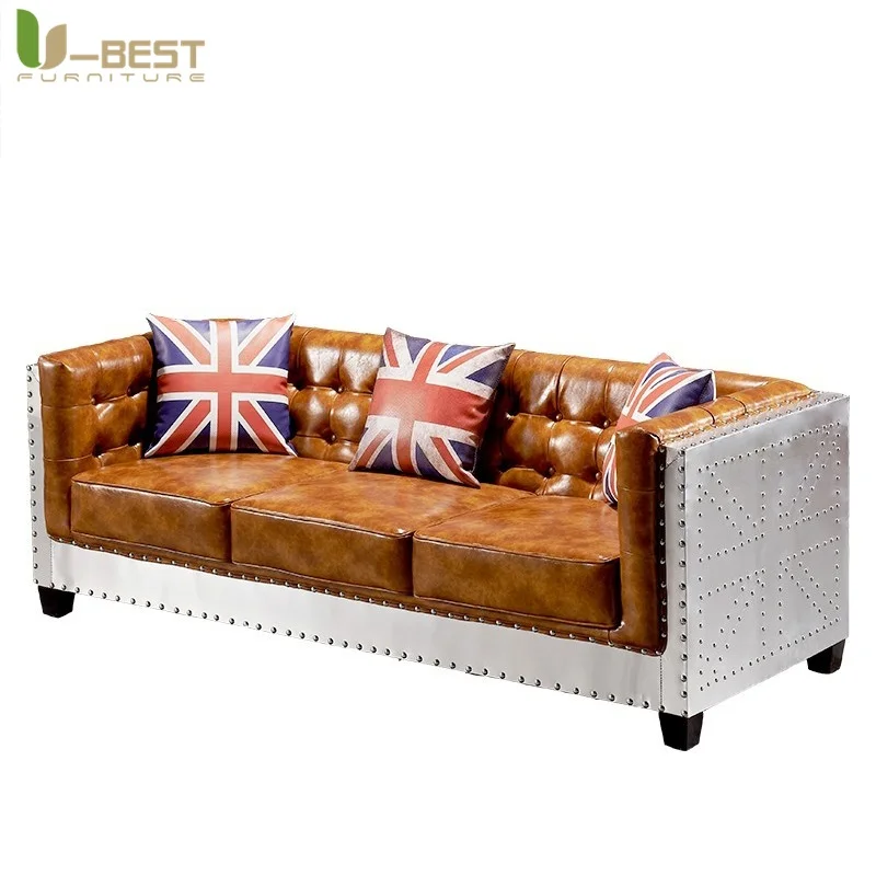 

Industrial Retro Aviato Combination Sofa Living Room Furniture Leather Sofas Personalization Pub Club Studio Couch Canape Divano